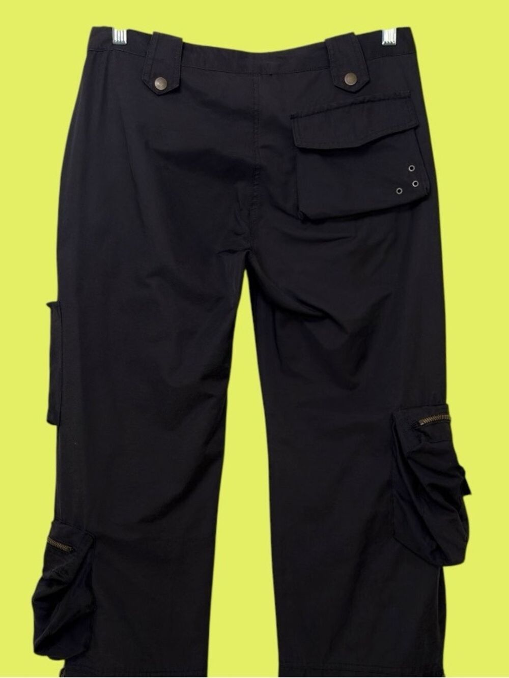 90s Sharagano Black Baggy Cargo Pants S Y2K CyberPunk Techwear Goth Tactical - Picture 7 of 13